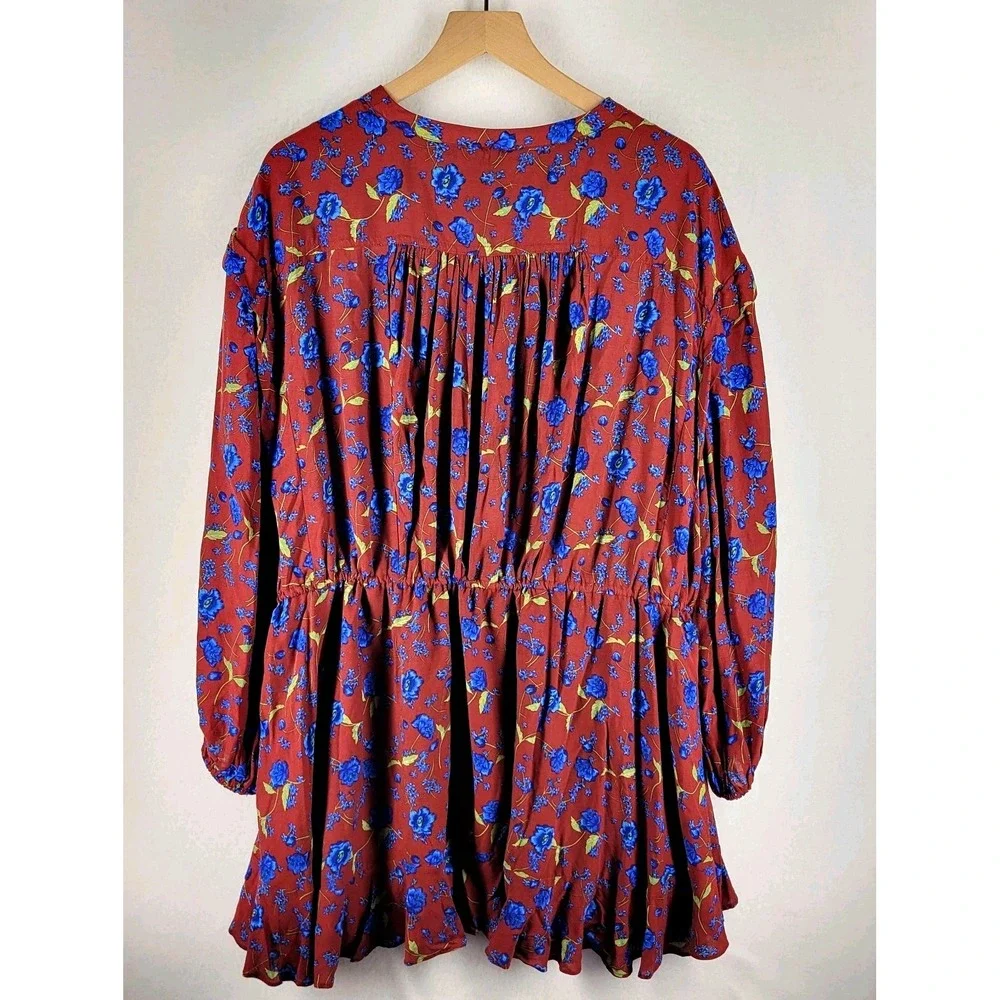 Free People Flower Fields Mini‎ Dress Womens M Smocked Floral Cottagecore